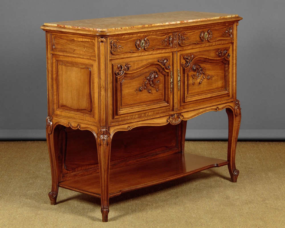 Walnut & Marble Top Side Cabinet by Schmit of Paris c.1890