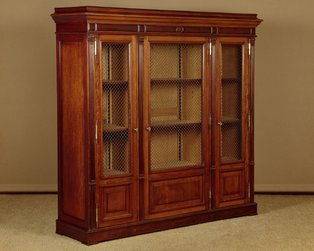 Three Door Mahogany Bookcase c.1900