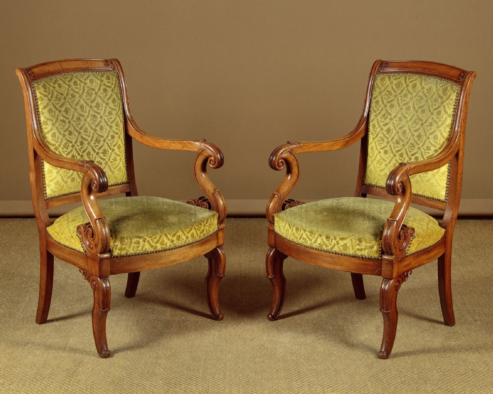 Pair of French Empire Mahogany Armchairs c.1830