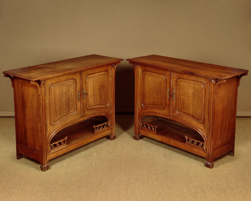 Pair of Oak Art Nouveau Side Cabinets c.1900