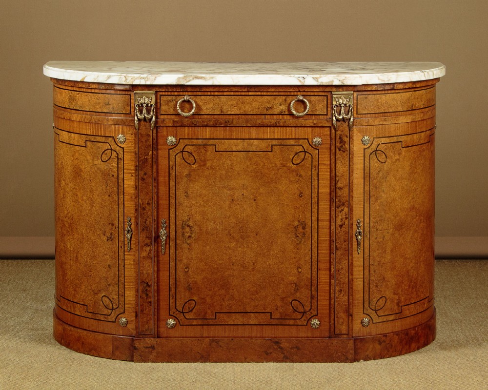 Bow Front Marble Top Side Cabinet c.1930