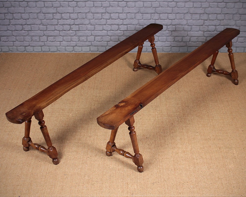 Pair of Long Cherrywood Benches c.1880.