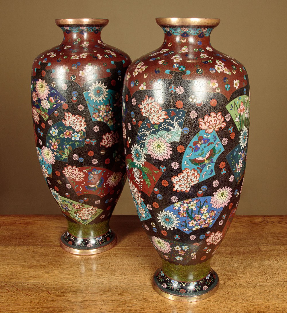 Pair of Large Cloisonné Vases c.1900