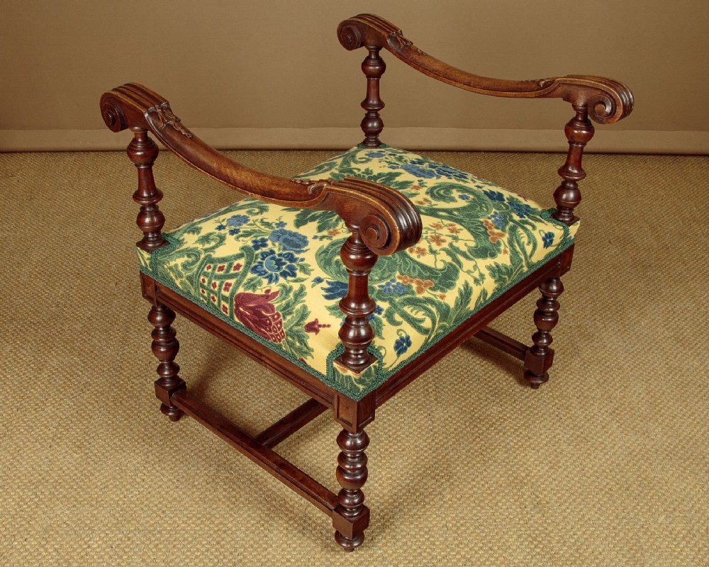 Walnut Dressing Stool c.1900