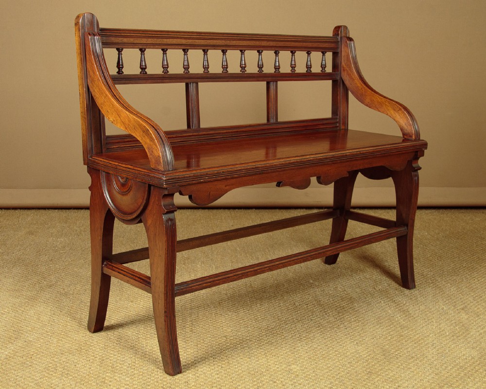 Small Walnut Hall Bench c.1890