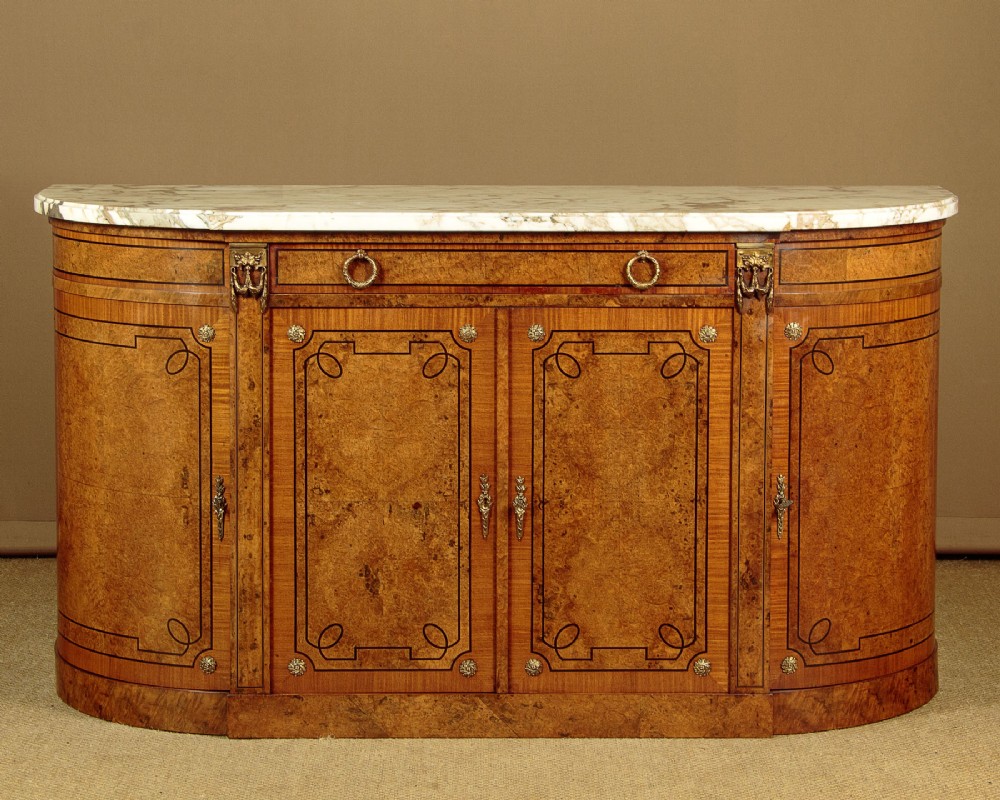 Bow Front Marble Top Sideboard c.1930