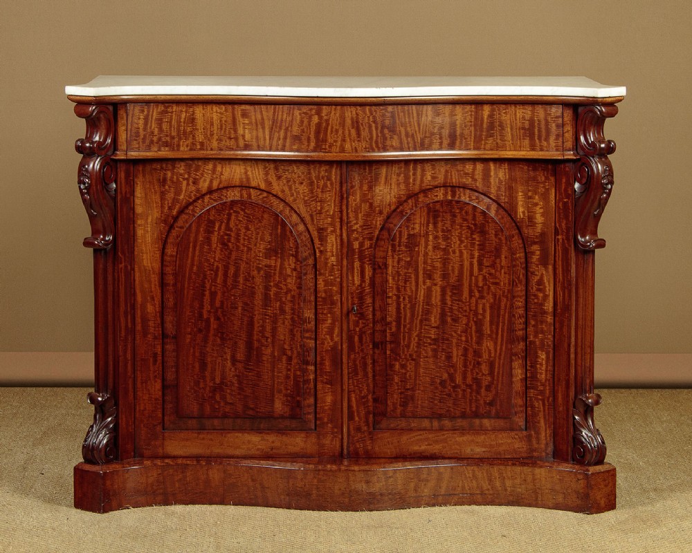 Serpentine Marble Top Mahogany Chiffonier Side Cabinet c.1860