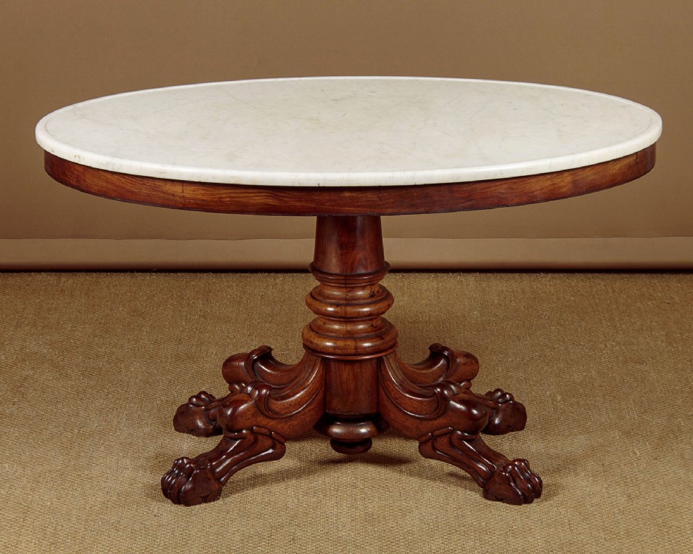 Oval Walnut Marble Top Gueridon Centre Table c.1860