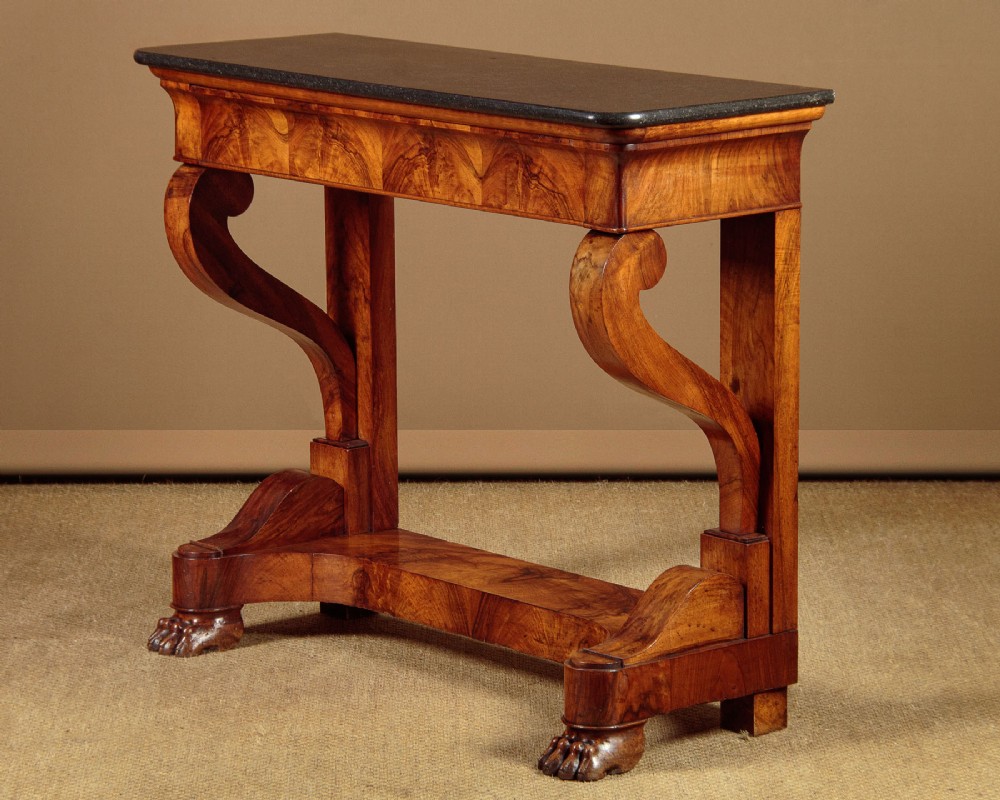 Walnut & Marble Top Console Table c.1830