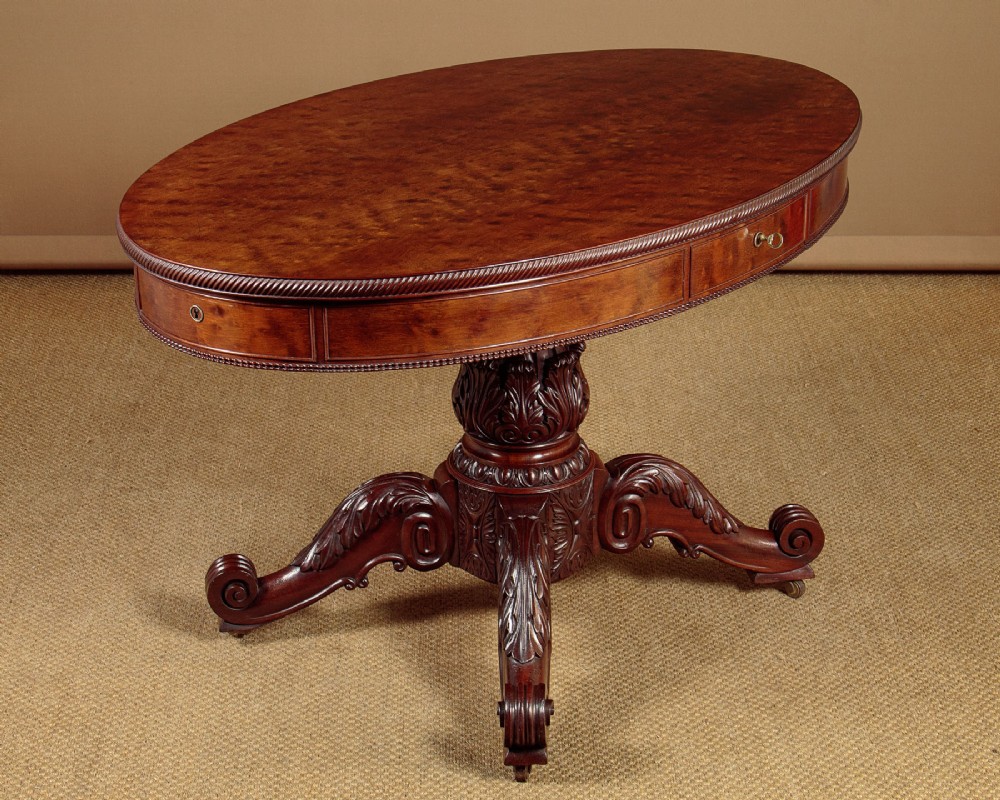 Plumb Pudding Mahogany Table with Four Drawers c.1870