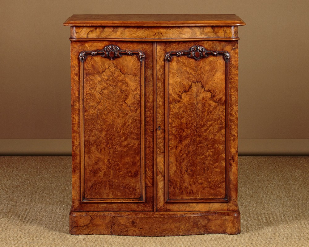 Small Burr Walnut Side Cabinet c.1860