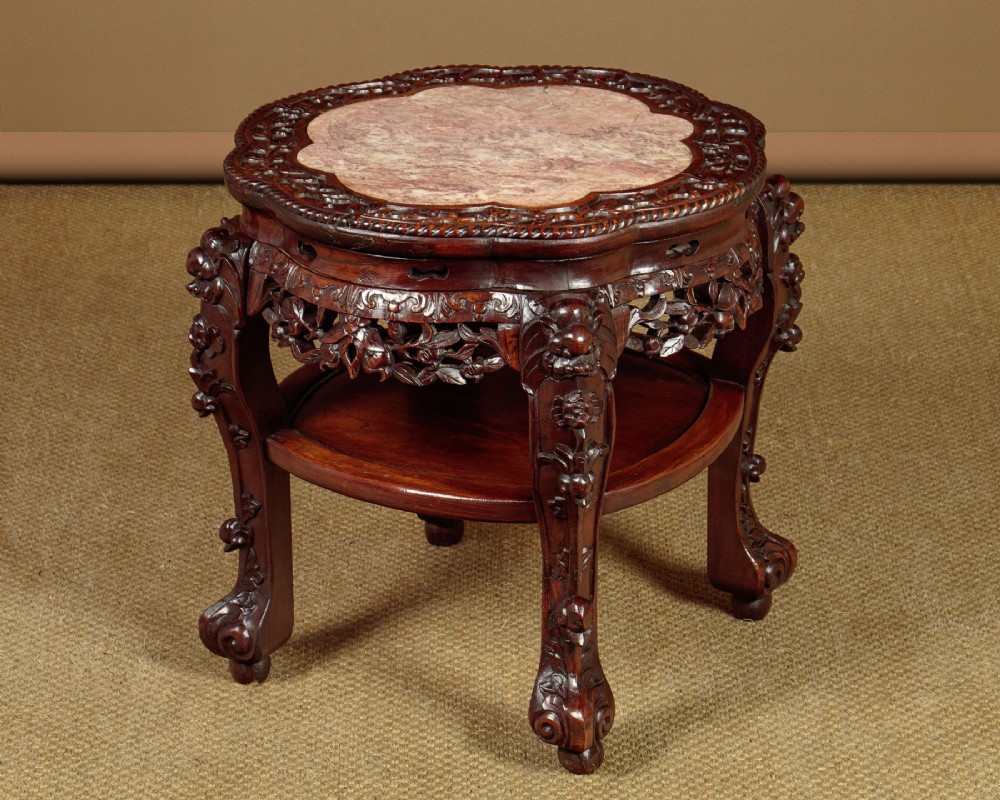 Low Chinese Marble Top Side Table c.1920