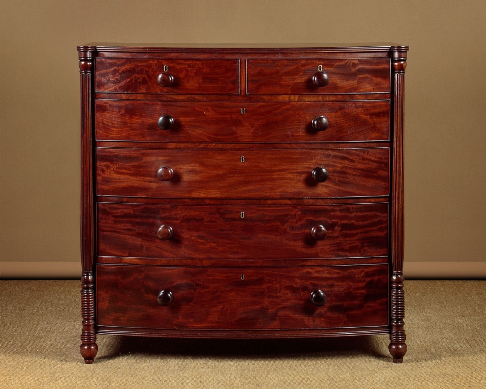 Large Bow Front Mahogany Chest of Drawers c.1860
