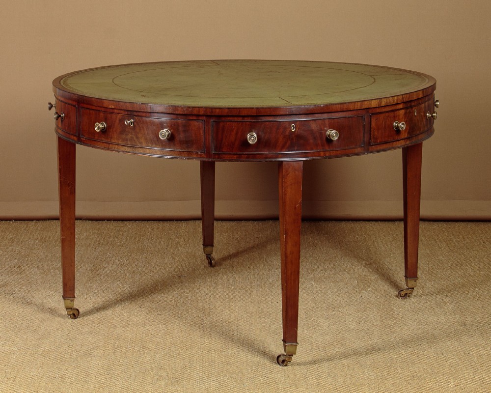 Leather Top Library Drum Table c.1910
