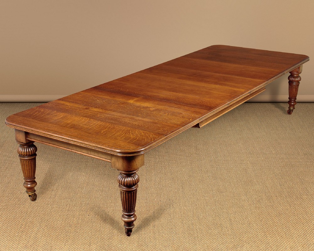 12 Feet Long Extending Oak Dining Table with Four Leaves c.1880