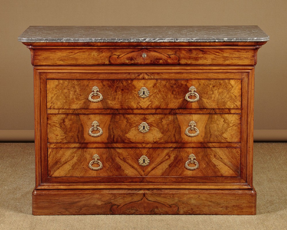 Burr Walnut & Marble Top Commode c.1860