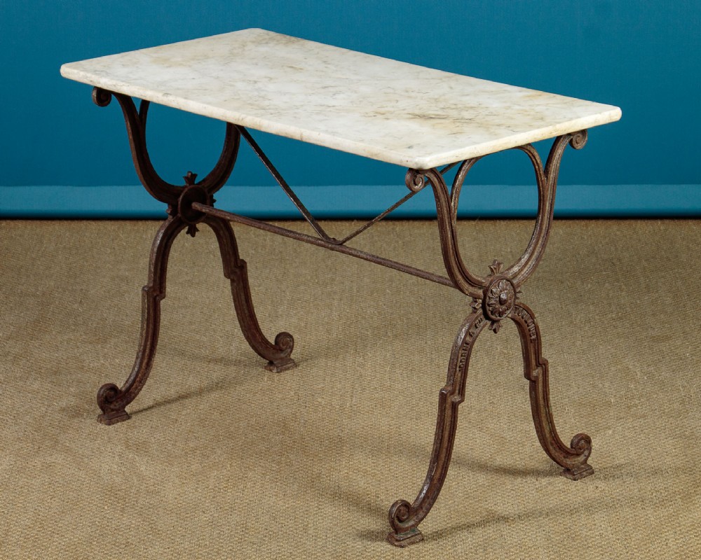 Cast Iron & Marble Top Bistro Table c.1900