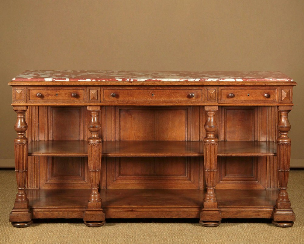 Oak Marble Top Buffet Sideboard c.1870