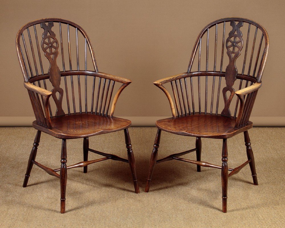 Pair of Ash & Elm Windsor Armchairs c.1930