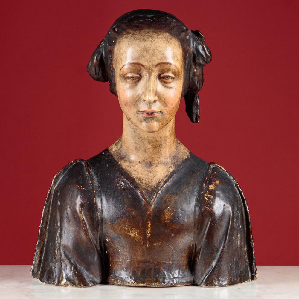 Painted Plaster Bust of a Renaissance Lady