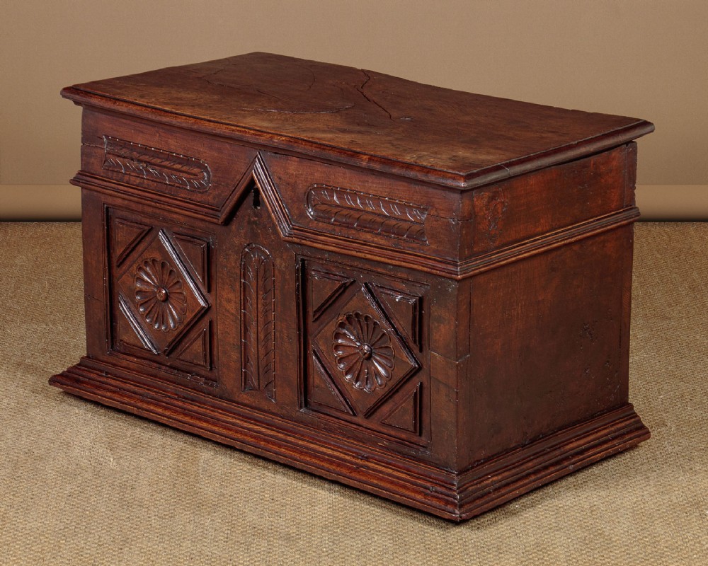 Small 17th.c. Carved Oak Coffer c.1660