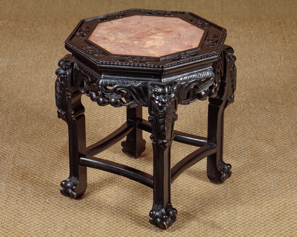 Low Chinese Marble Top Urn Stand c.1900