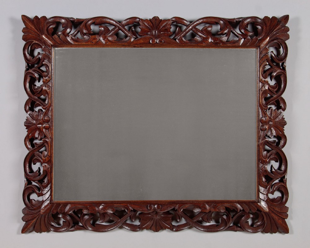 Carved Oak Cushion Frame Mirror c.1890