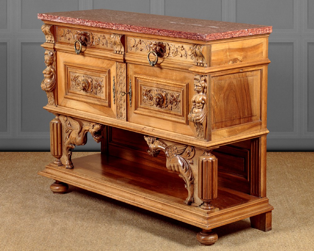 Carved Walnut Cabinet on Stand c.1930