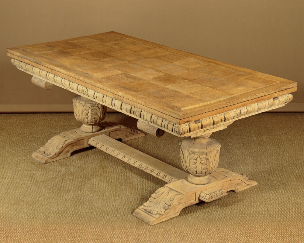 Pale Oak Drawer Leaf Refectory Dining Table c.1930