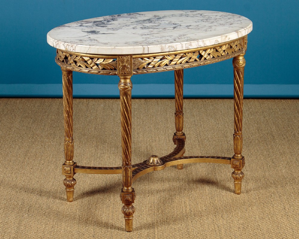Marble Top Giltwood Window Table c.1930