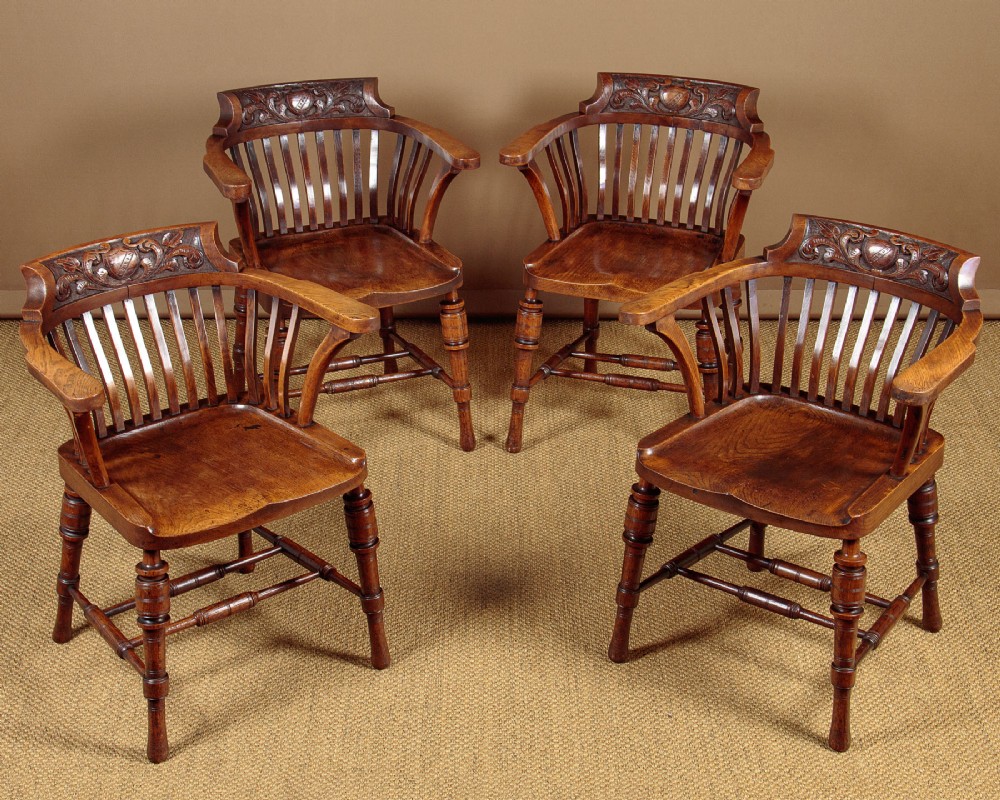 Set of Four Oak Armchairs c.1890
