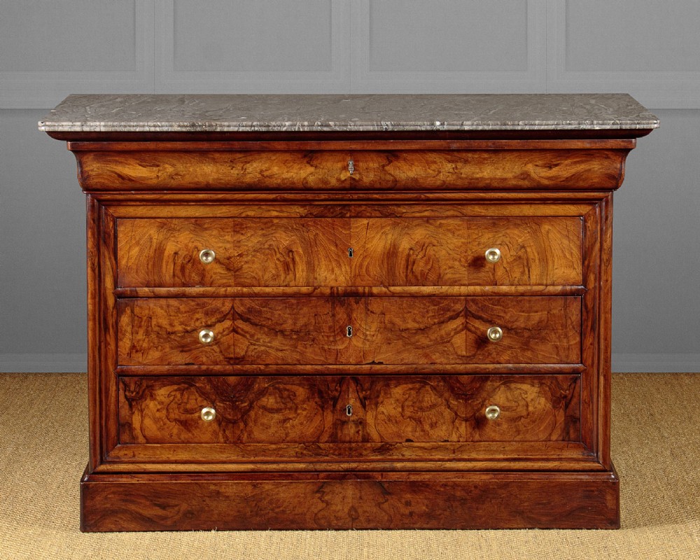Burr Walnut & Marble Top Commode c.1860