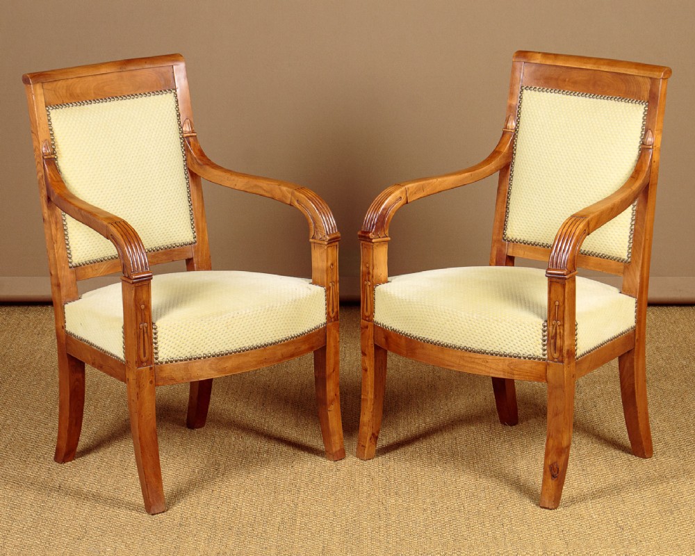 Pair of Cherry Wood Armchairs c.1820
