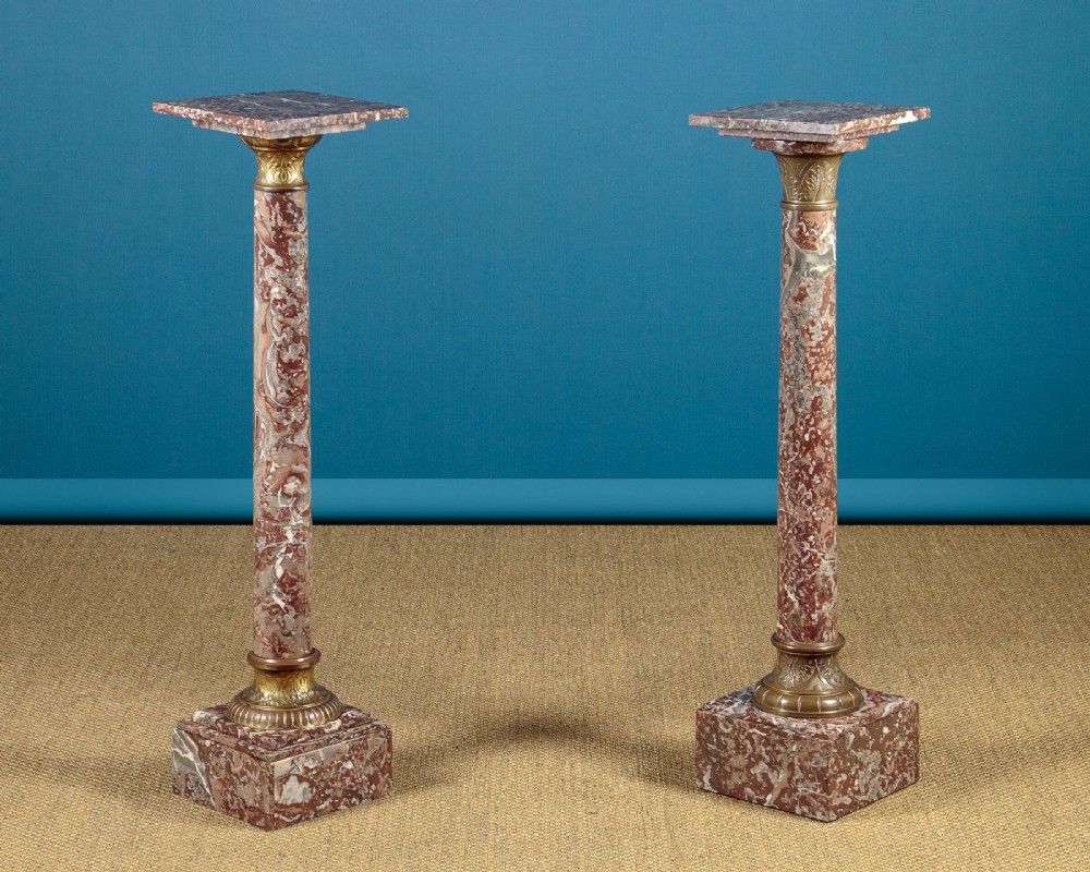 Pair of Marble Column Pedestals c.1930