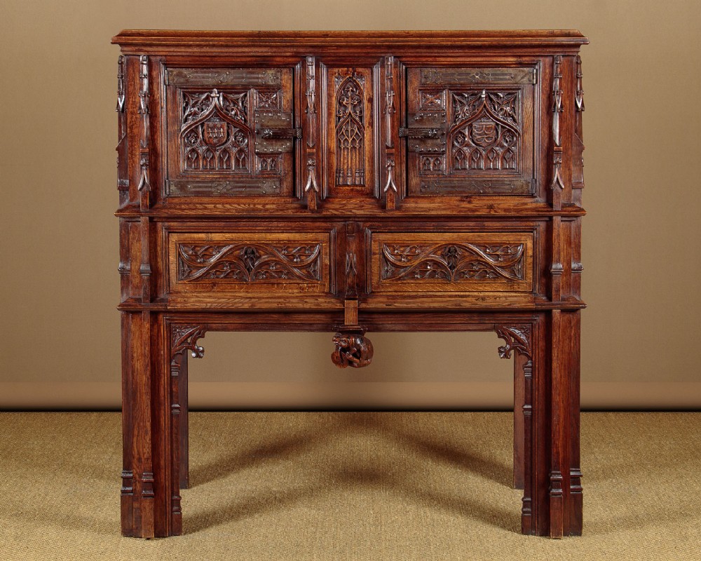 Gothic Carved Oak Cabinet c.1910