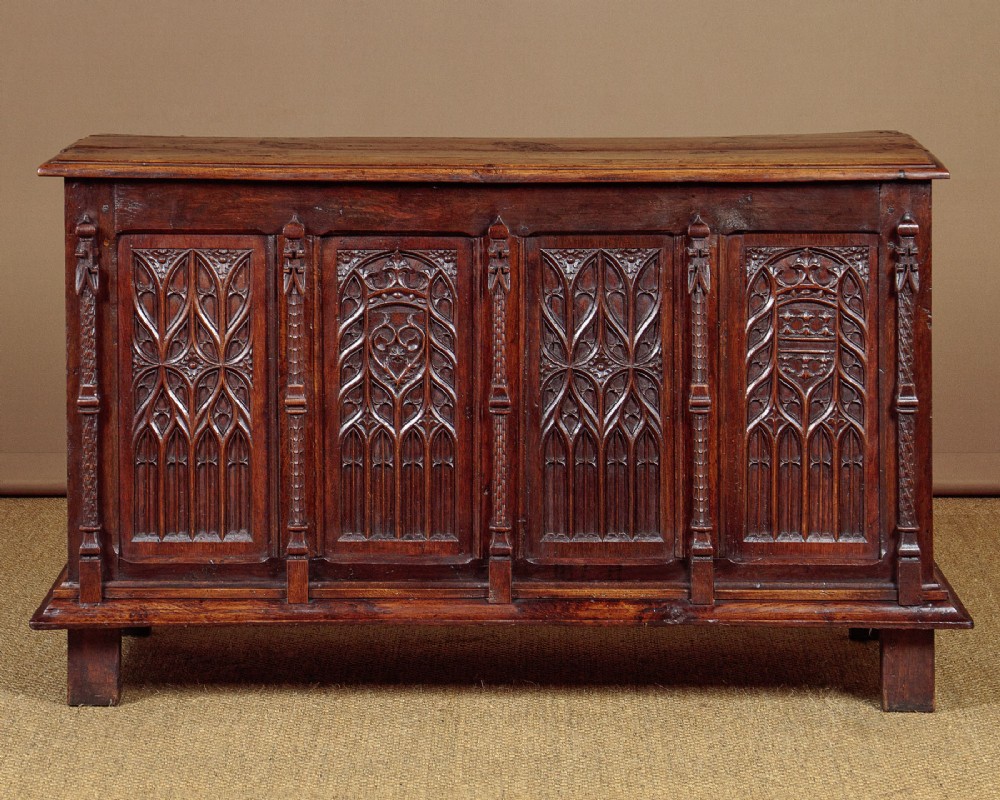 Gothic Carved Oak Coffer c.1900