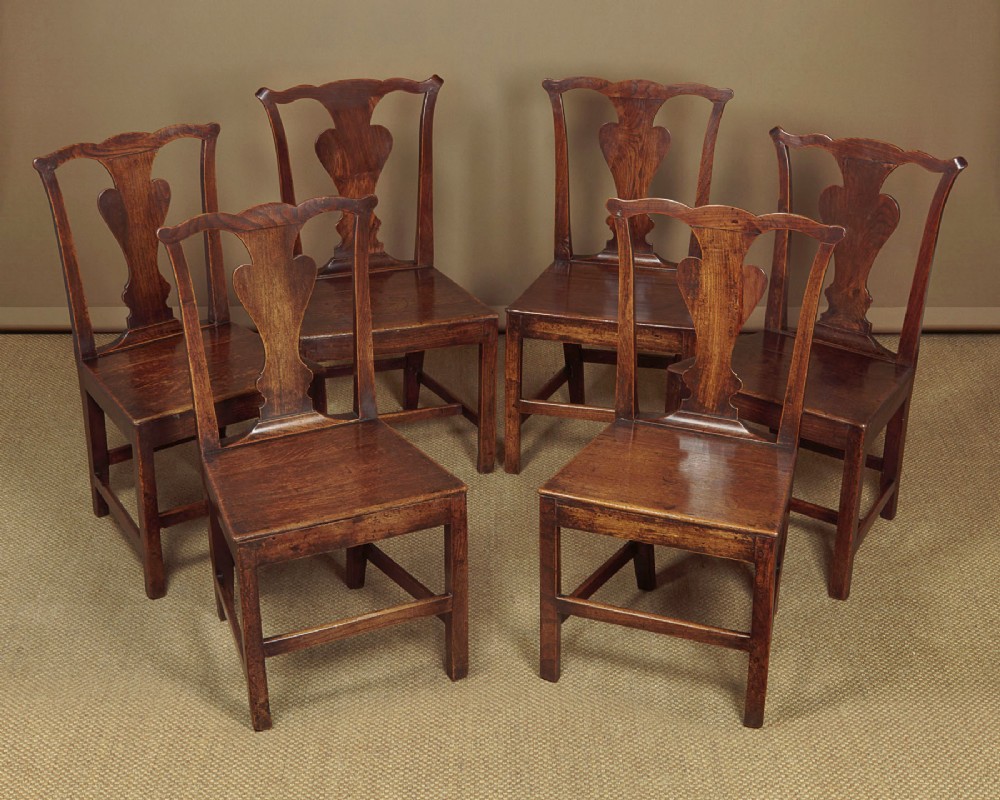 Six Country Chippendale Dining Chairs c.1800