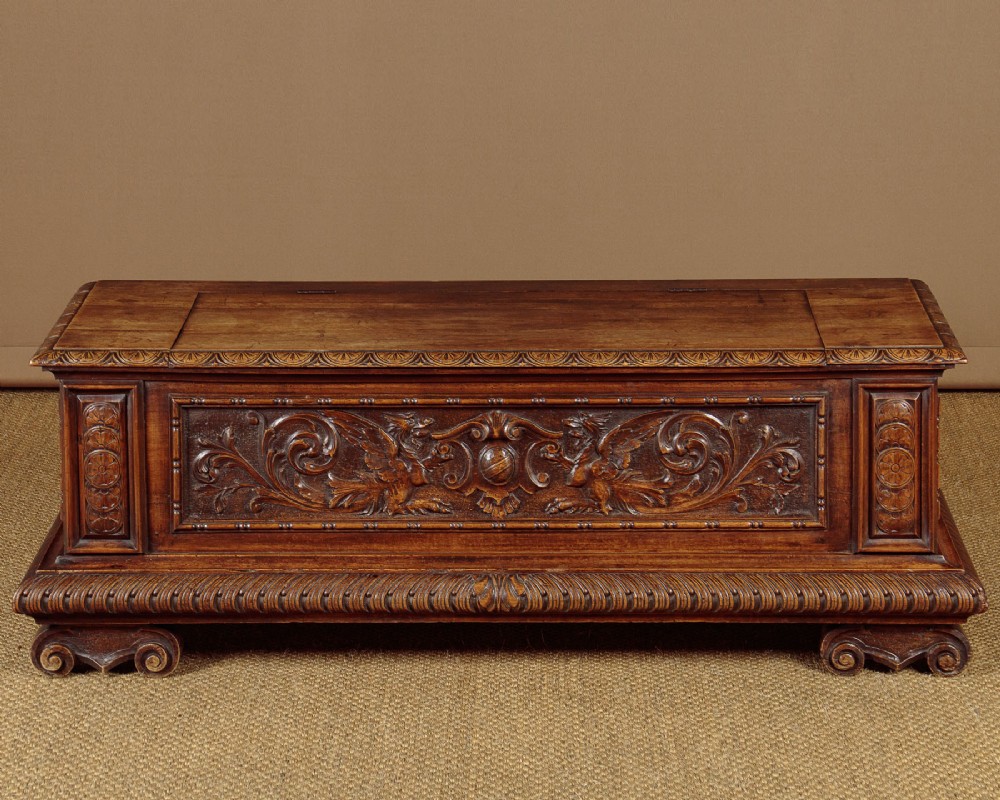 Low Walnut Box Seat c.1900