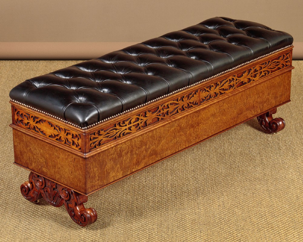 Burr Walnut Ottoman Stool c.1890