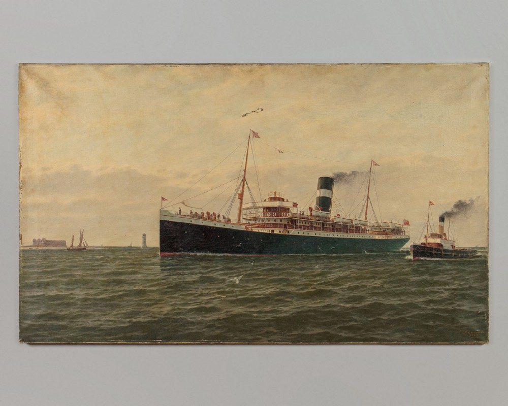 Large Painting of SS Seti by Parker Greenwood Dated 1902