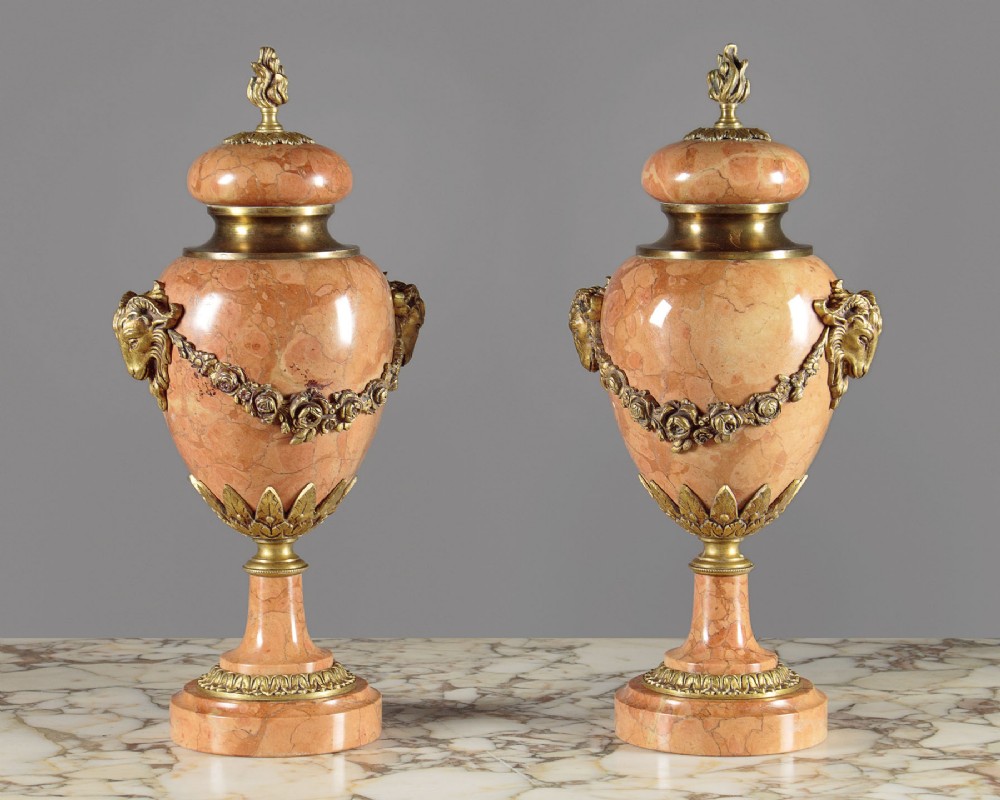 Pair of Gilt Mounted Marble Cassolettes c.1920