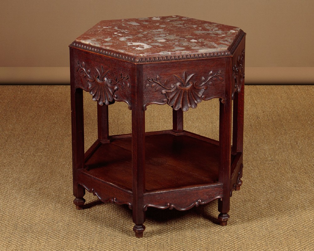 Hexagonal Marble Top Window Table c.1920