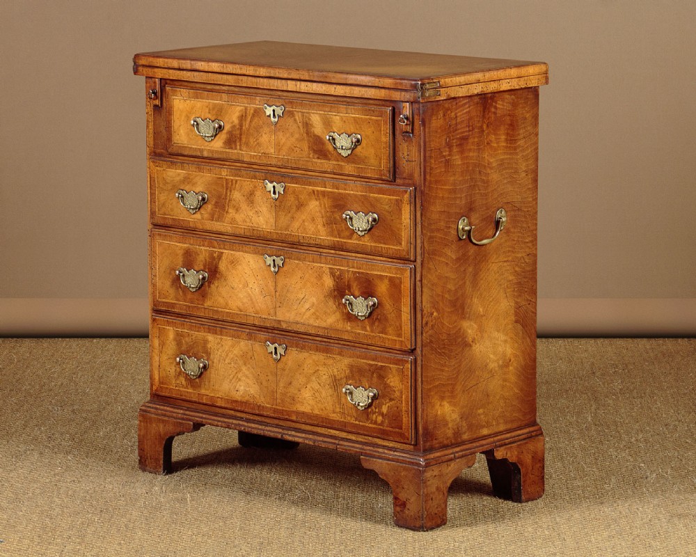 Small Walnut Chest of Drawers with Foldover Top c.1930