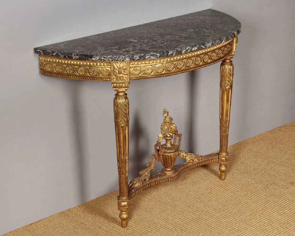 Gilded Demi-Lune Marble Top Console Table c.1880