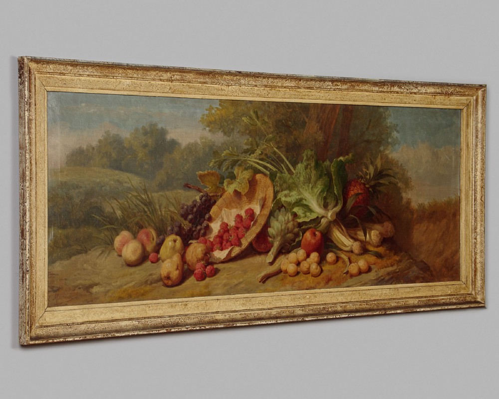 Large Still Life Oil Painting of Fruit and Vegetables c.1920