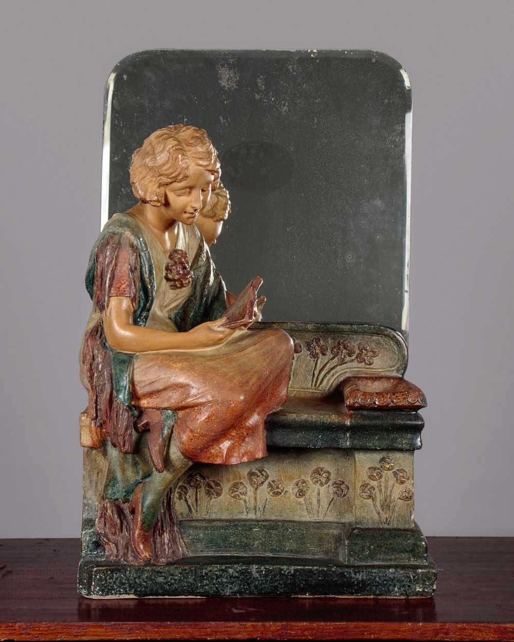 Art Deco Dressing Table Mirror with Chalk Figure c.1930