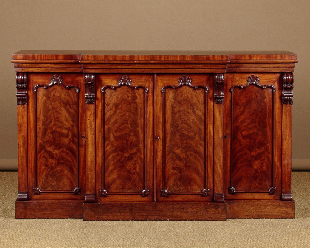Slim Breakfront Mahogany Sideboard c.1870