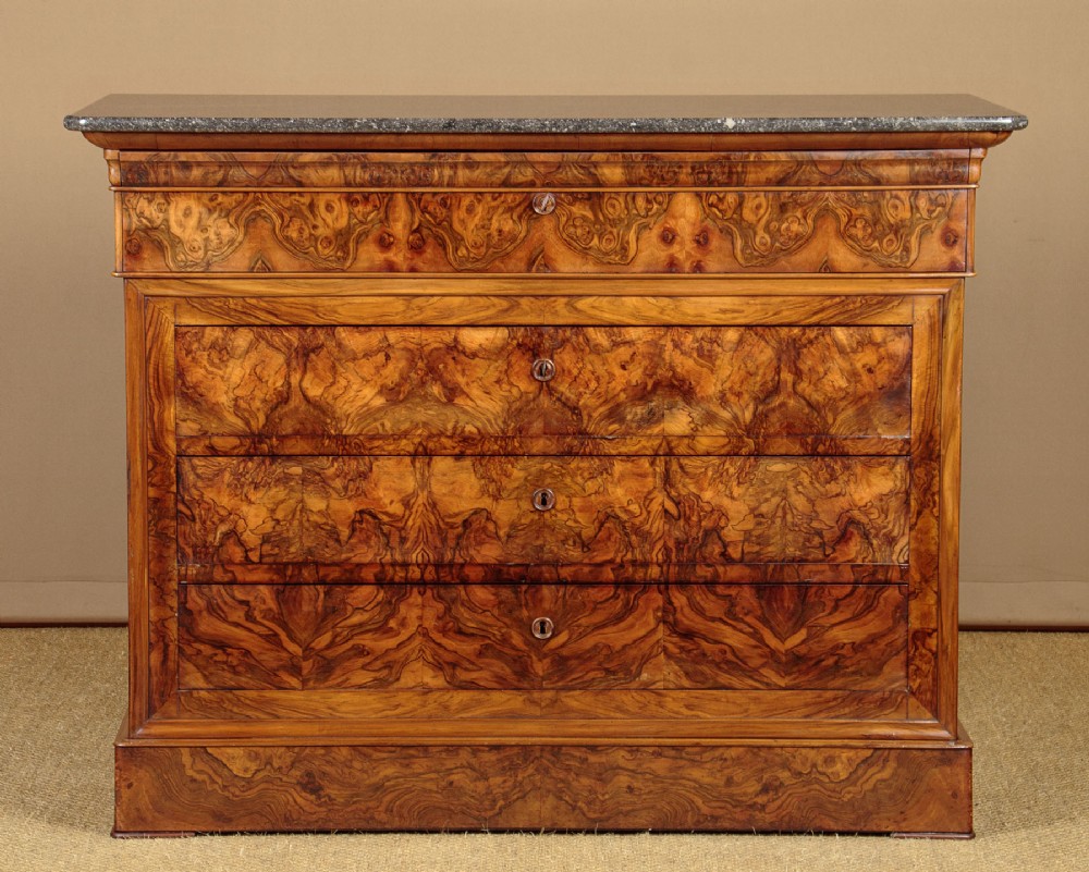 Burr Walnut Secretaire Commode c.1880