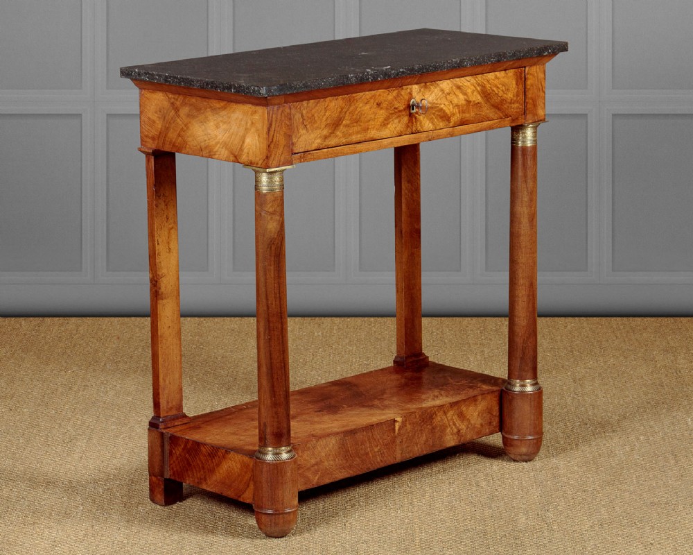 Small Walnut & Marble Top Console Table c.1840