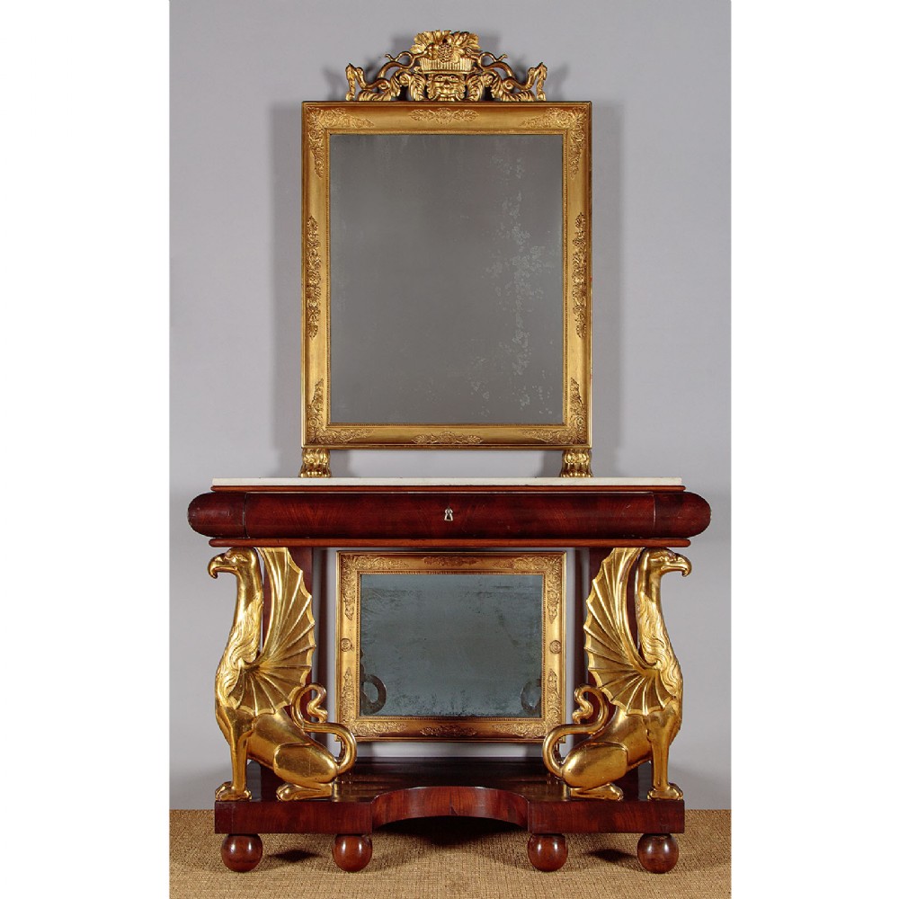 Exceptional Parcel Gilt Console Table with Mirrors c.1820